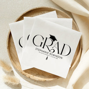 Serviette En Papier Élégant Pompon de Remise des Diplômes Blanc