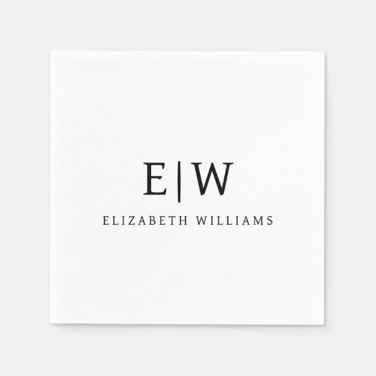 Serviette En Papier Élégant professionnel simple Monogramme minimalist (Devant)