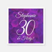 Serviette En Papier Elégant Purple 30 et Flirty fête d'anniversaire (Devant)