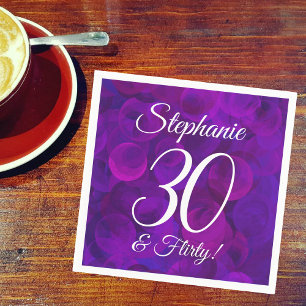 Serviette En Papier Elégant Purple 30 et Flirty fête d'anniversaire