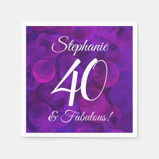 Serviette En Papier Elégant Purple 40 et Fabuleux fête d'anniversaire (Devant)