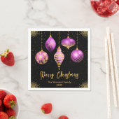 Serviette En Papier Elegant Purple and Gold Ornament Christmas (En situation)