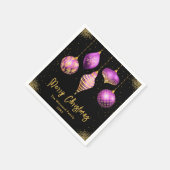 Serviette En Papier Elegant Purple and Gold Ornament Christmas (Coin)