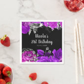 Serviette En Papier Elegant Purple and Silver Flowers Birthday Party (En situation)