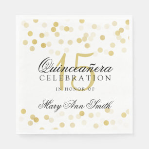 Serviette En Papier Élégant Quinceanera Party Gold Foil Parties scinti