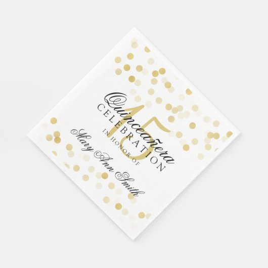 Serviette En Papier Élégant Quinceanera Party Gold Foil Parties scinti (Coin)