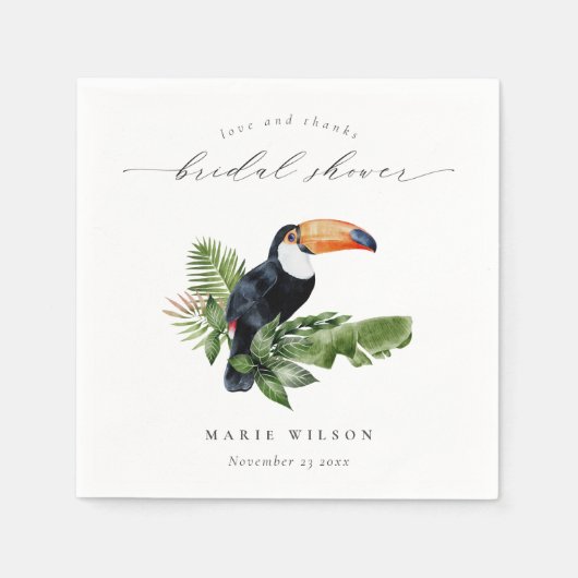 Serviette En Papier Élégant Réception de Mariage de Toucan de la Forêt (Devant)