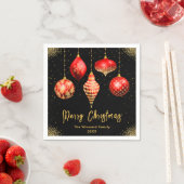 Serviette En Papier Elegant Red and Gold Ornament Christmas (En situation)