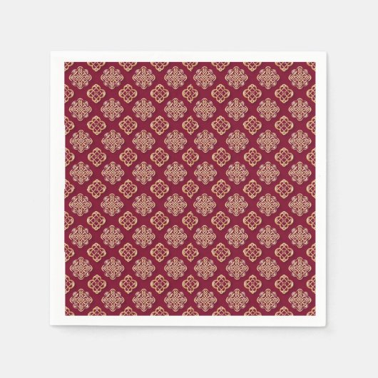 Serviette En Papier Elegant Red and Gold Pattern Design (Devant)