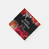 Serviette En Papier Elegant Red and Silver Flowers Birthday Party (Coin)