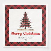 Serviette En Papier Elegant Red Black Plaid Christmas Napkin Design (Devant)