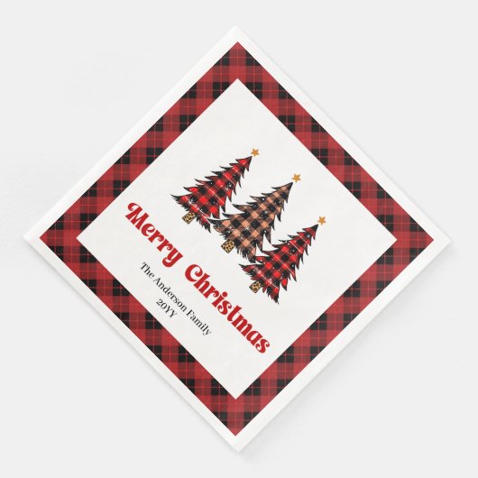 Serviette En Papier Elegant Red Black Plaid Napkin for Holiday Table (Coin)