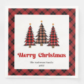 Serviette En Papier Elegant Red Black Plaid Napkin for Holiday Table (Devant)
