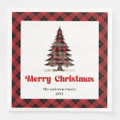 Serviette En Papier Elegant red black plaid napkins custom name (Devant)