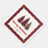 Serviette En Papier Elegant Red Black Tartan Napkin Custom Name (Coin)