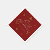 Serviette En Papier Elegant Red Christmas Gold Snowflakes (Coin)