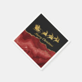 Serviette En Papier Elegant Red Gold Santa Sleigh Merry Christmas (Coin)