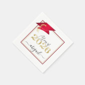 Serviette En Papier Élégant Red Graduation Cap métal Gold Script (Coin)