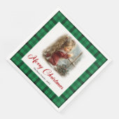 Serviette En Papier Elegant Red Green Festive Winter Scene Napkins (Coin)