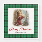 Serviette En Papier Elegant Red Green Festive Winter Scene Napkins (Devant)