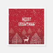 Serviette En Papier Elegant Red Merry Christmas Deer and Snowflake (Devant)