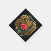 Serviette En Papier Elégant Red Rose et Gold Filigree 80e anniversaire (Coin)