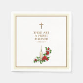 Serviette En Papier Elegant Red Roses Candle Priest Ordination (Devant)
