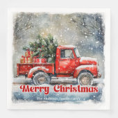Serviette En Papier Elegant red truck Christmas scene party napkins (Devant)