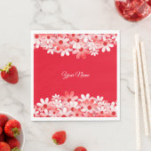Serviette En Papier Elegant Red White Floral Name Party (En situation)