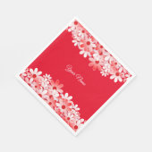 Serviette En Papier Elegant Red White Floral Name Party (Coin)