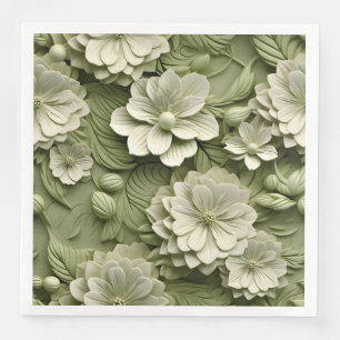 Serviette En Papier Élégant relief floral 3D incorporé