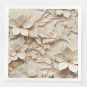 Serviette En Papier Élégant relief floral 3D incorporé