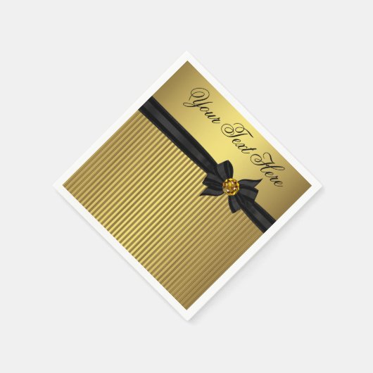 Serviette En Papier Élégant retrait noir et or (Coin)