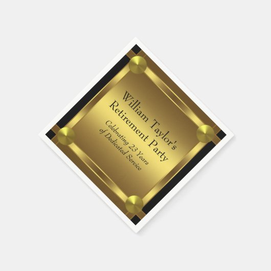 Serviette En Papier Élégant retrait noir et or (Coin)