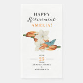 Serviette En Papier Élégant Retraite Blanche Et Orange Retro Floral (Devant)