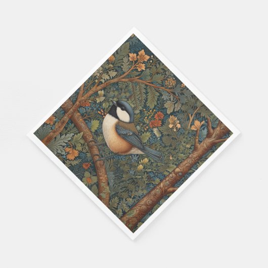 Serviette En Papier Elegant Retro Art Nouveau woodland bird (Coin)