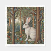 Serviette En Papier Elégant retro boho blanc lapin boisé fleurs (Devant)