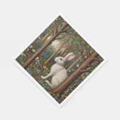 Serviette En Papier Elégant retro boho blanc lapin boisé fleurs (Coin)