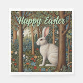 Serviette En Papier Elégant retro boho blanc lapin boisé Pâques (Devant)