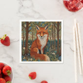 Serviette En Papier Elégant retro boho rouge renard animal de forêt (En situation)