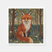 Serviette En Papier Elégant retro boho rouge renard animal de forêt (Devant)