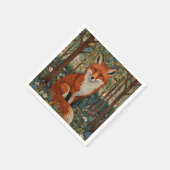 Serviette En Papier Elégant retro boho rouge renard animal de forêt (Coin)