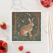 Serviette En Papier Élégant retro lapin boisé boisé fleuri (En situation)