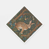 Serviette En Papier Élégant retro lapin boisé boisé fleuri (Coin)
