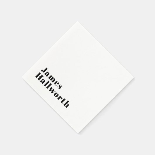 Serviette En Papier Élégant Retro Moderne Lettrage | Noir modifiable (Coin)