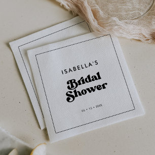 Serviette En Papier Élégant rétro noir & blanc Baby Shower