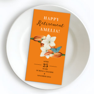 Serviette En Papier Élégant Retro Orange Retire Lilly Flower