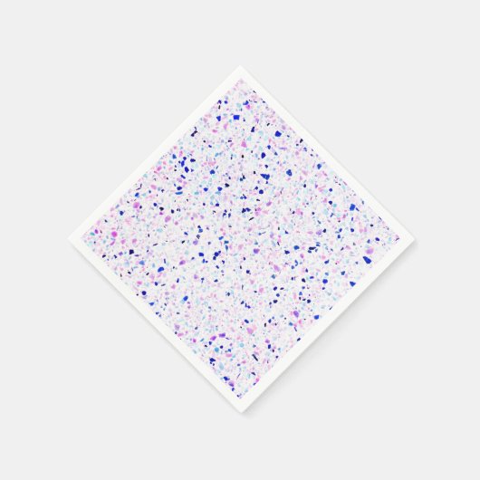 Serviette En Papier Élégant Retro Terrazzo Purple Motif blanc (Coin)