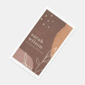 Serviette En Papier Elégant Robe Abstrait Feuillage Brown Orange (Coin)