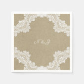 Serviette En Papier Élégant roman rustique Dentelle blanche et Mariage (Devant)